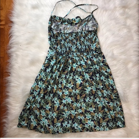 Hollister Blue floral ruffle front dress l - Picture 5 of 8